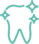 Sparkling clean tooth icon symbolizing professional dental cleaning at East End Tooth Ferry in Southampton, New York.